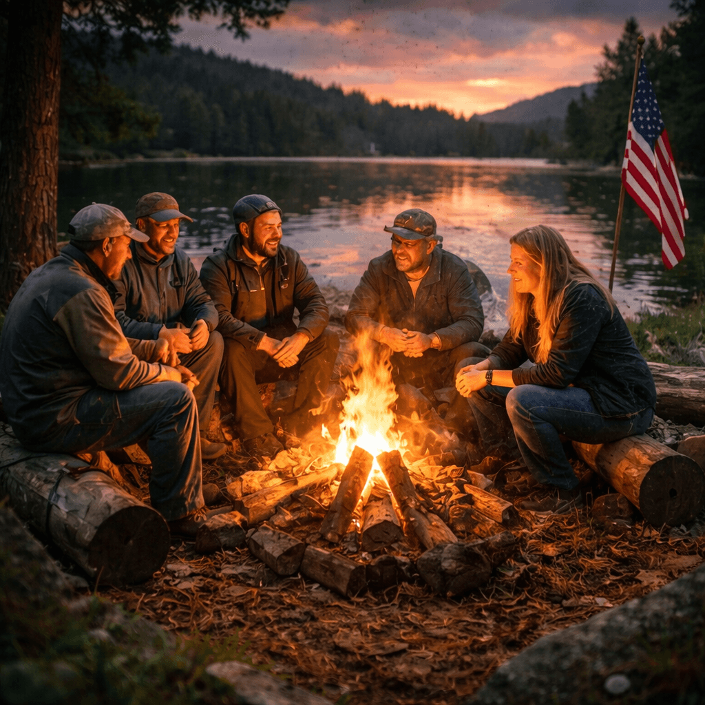Veterans gathering in community outdoors
